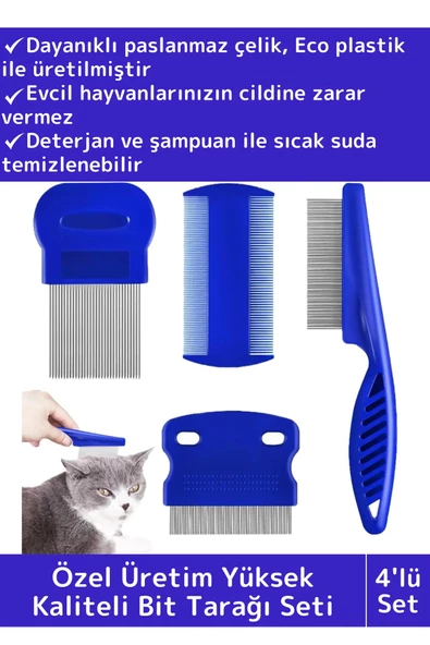 Özel Üretim Yüksek Kaliteli Hassas Koruma Petshop Kedi Köpek Evcil Hayvan 4'lü Bit Tarağı Seti ürün görseli 1