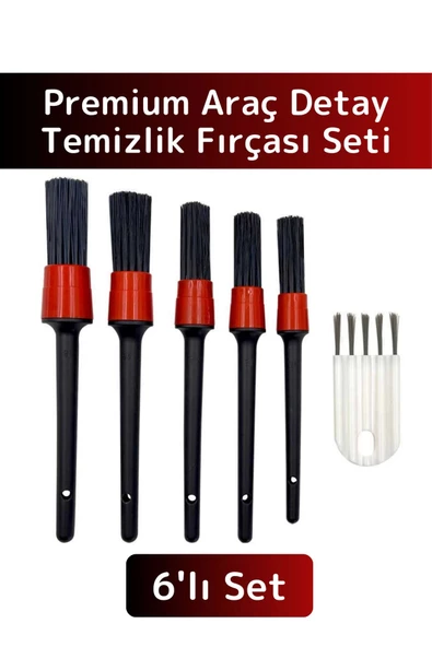 Premium Oto Araç Klima Koltuk Islak Kuru Kullanım Derin Temizlik 5+1 Detaylı Temizlik Fırçası Seti ürün görseli 1