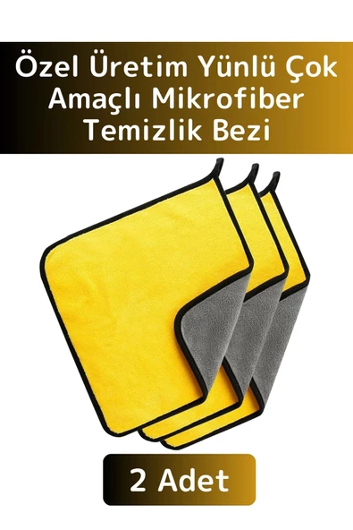 Premium Yüksek Kaliteli Yünlü Mikrofiber Araba Mutfak Banyo Lavabo Yıkama Temizleme Bezi 2 Adet ürün görseli 1