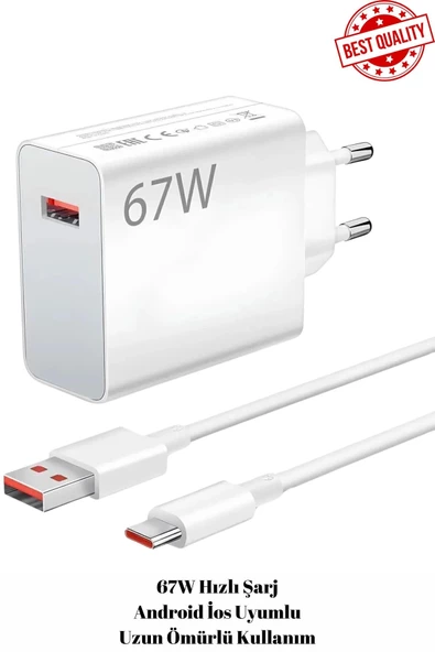 Xiaomi Redmi Samsung Uyumlu 67w Hızlı Şarj Cihazı 67watt ürün görseli 1