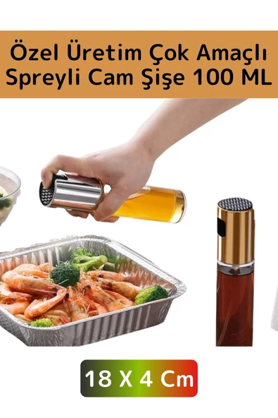 Yüksek Kaliteli Uzun Ömürlü Mutfak Yağ Sirke Limon Suyu Çok Amaçlı Spreyli 100 ML Cam Yağdanlık 1 Ad ürün görseli 1