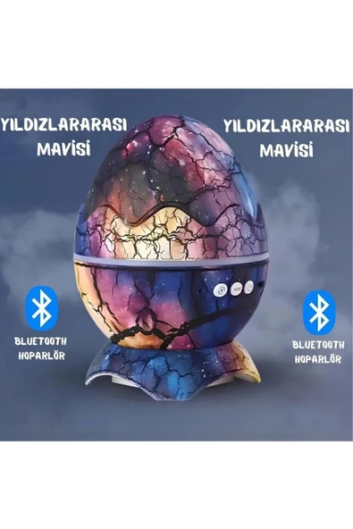 Deluxe Dinozor Yumurtası Gece Masa Lambası Bluetooth Hoparlör Led Lamba Galaxy Projektör Led Işık ürün görseli 1
