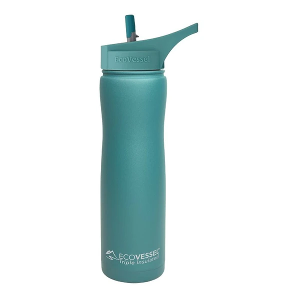 Eco Vessel Summit Insulated Steel Straw Bottle Termos 0.75 Litre-YEŞİL ürün görseli 1