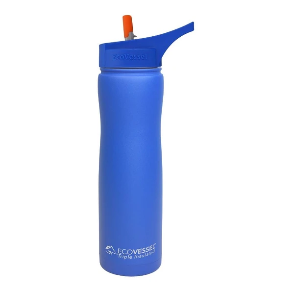 Eco Vessel Summit Insulated Steel Straw Bottle Termos 0.75 Litre-MAVİ ürün görseli 1