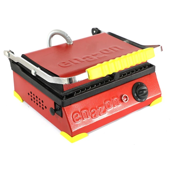 8 Dilim Elektrikli Saf Döküm Tost Makinesi  (Döküm 30x23) - Kırmızı - Sarı ürün görseli 1