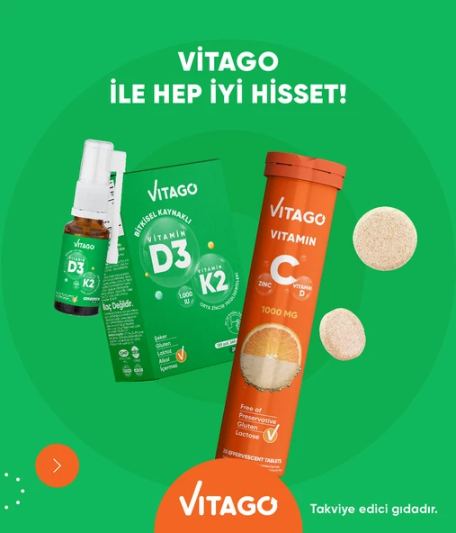 2li-Vitago Vitamin D3+Vitamin C Efervesan Tablet - Resim 2