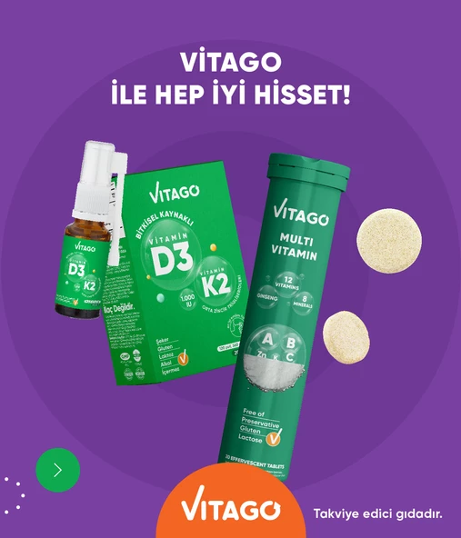 2li-Vitago Vitamin D3+ Vitago Multivitamin Efervesan Tablet - Resim 2