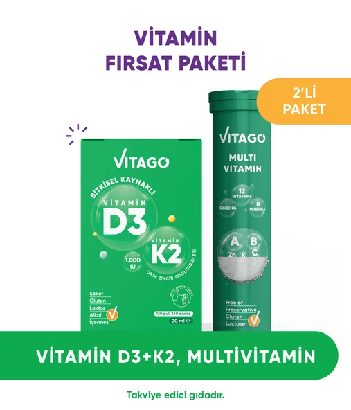 2li-Vitago Vitamin D3+ Vitago Multivitamin Efervesan Tablet ürün görseli 1