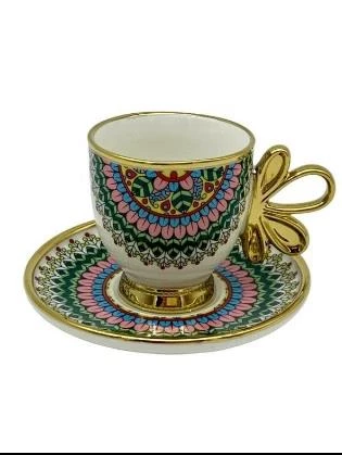 Royking Kante 6lı Kahve Fincan Takımı PEMBE-MAVi BKY 003 ürün görseli 1