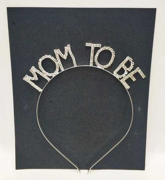 Elmas Taşlı Mom To Be Metal Taç Gümüş ürün görseli 1
