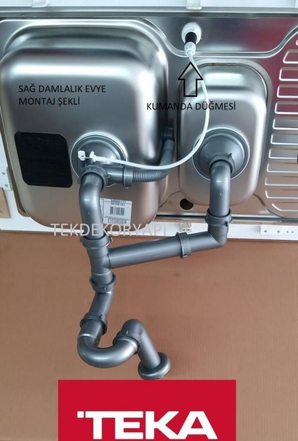 TEKDEKOR TEKA 1,5 GÖZ KUMANDALI EVYE SİFON TAKIMI ürün görseli 1