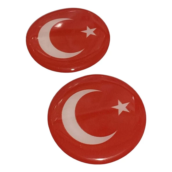 Ay Yıldız Damla Etiket 5X5CM 2Li Kırmızı Beyaz ürün görseli 1