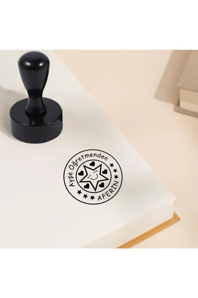 Kişiye Özel Öğretmen Kaşesi Kitap Mührü ve Istampa Set R5814-15 ürün görseli 1