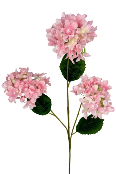 Nettenevime Yapay Çiçek Ortanca 3 Toplu Pembe Tek Dal Tomurcuklu 75*25cm Kumaş Çiçek Uzun Dal ürün görseli 1