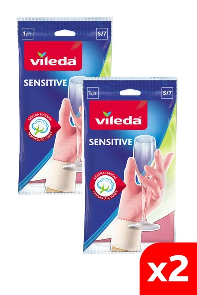 Vileda Sensitive Bulaşık Eldiveni Küçük Boy S/7 x 2 Adet ürün görseli 1