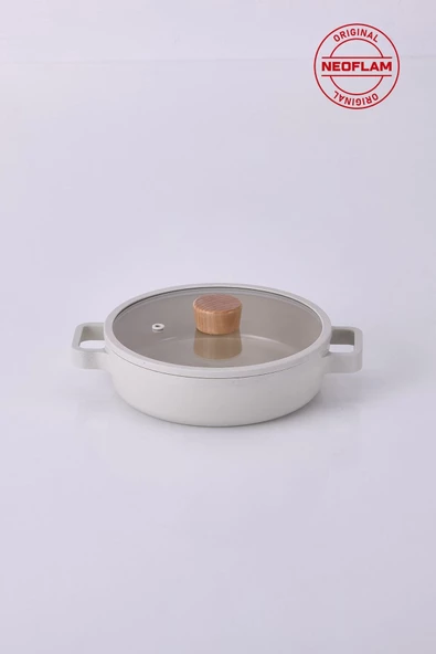 NEOFLAM FİKA CAM KAPAKLI ALÜMİNYUM SAHAN 20CM BEJ ürün görseli 1