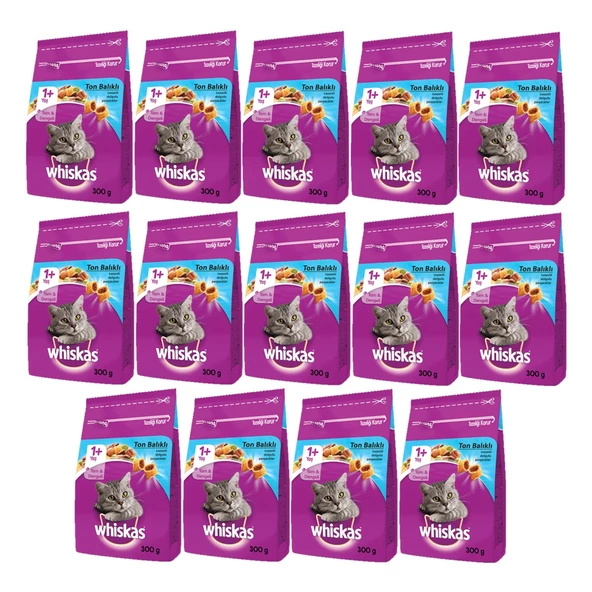 Whiskas Whıskas® Ton Balıklı Kuru Kedi Maması 1+ Yaş 300 Gram (14 Adet) ürün görseli 1
