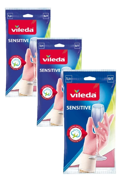 Vileda Sensitive Bulaşık Eldiveni Küçük Boy S/7 x 3 Adet ürün görseli 1