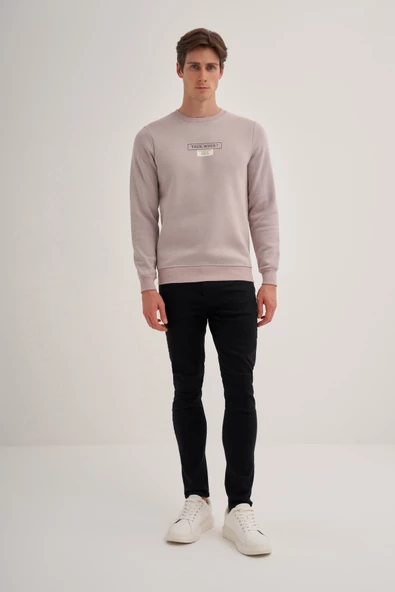 Cazador 24KCEEO05224 Gri Erkek Bisiklet Yaka Önü Yazı Logolu  Sweat Tshirt ürün görseli 1