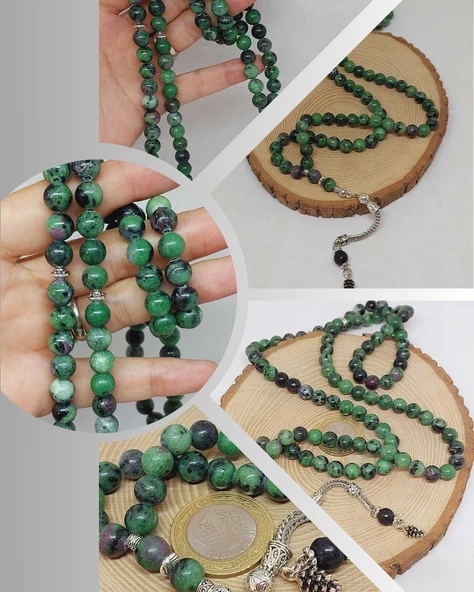 Anyolit (Rubizoit - Rubyzoisit) Taşı 99luk Tesbih 8mm (3905) ürün görseli 1
