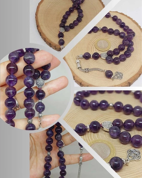 Ametist Taşı Koyu Renk 33lük Tesbih 10mm (18600) ürün görseli 1