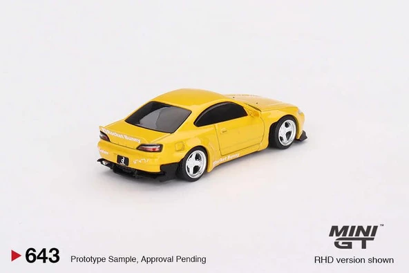 Mini GT 643 Nissan Silvia (S15) Rocket Bunny Bronze Yellow RHD Model Araba ürün görseli 1