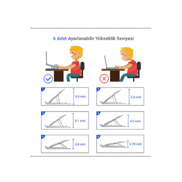 Mühlen N29-3 Ergonomik Taşınabilir Katlanır Pc Tablet Standı - Resim 5