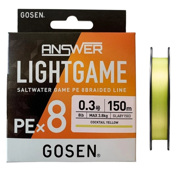 Gosen Answer Light Game PE 8 Örgü 0.3PE 150mt Cocktail Yellow LRF İp Misina ürün görseli 1
