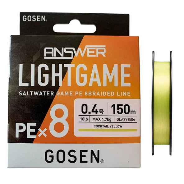 Gosen Answer Light Game PE 8 Örgü 0.4PE 150mt Cocktail Yellow LRF İp Misina ürün görseli 1