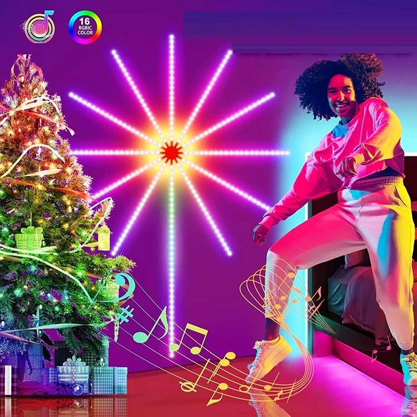 VIP KALİTE HAVAİ FİŞEK NOEL IŞIĞI APP SMART CONTROL IC LED RGB FIREWORKS LIGHT FULL+FULL RENKLİ LED ürün görseli 1