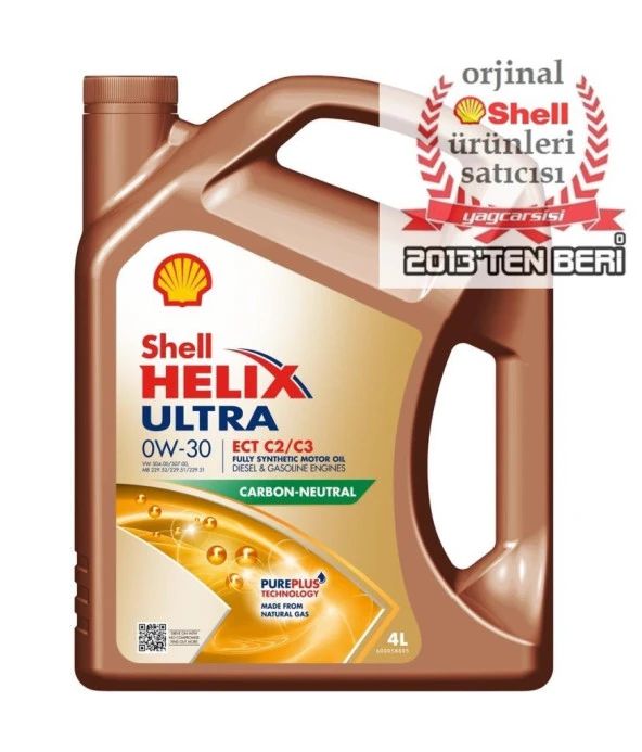 SHELL HELİX ULTRA ECT C2/C3 0W30 4 L-VW 504 00/507 00-MB 229.52 ürün görseli 1