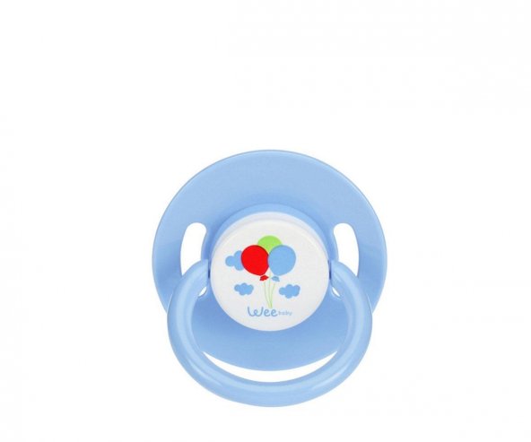 Wee Baby 0-6 Ay Yuvarlak Uçlu Emzik No:1 mavi (renkli balon desenli)