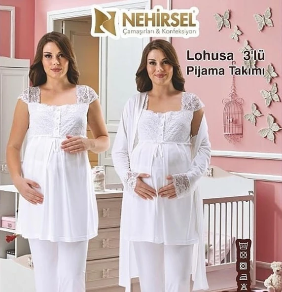 NEHİR 2096  HAMİLE LOHUSA 2020 YENİ SEZON SADE VE ŞIK 3 LÜ LOHUSA ürün görseli 1