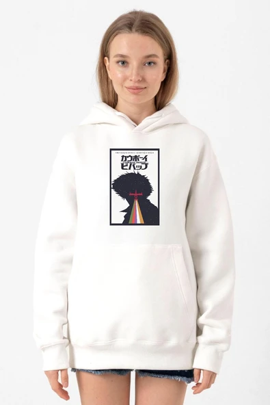 See You In Space Cowboys Minimalist Anime Poster Beyaz Kadın 3ip Kapşonlu Sweatshirt ürün görseli 1