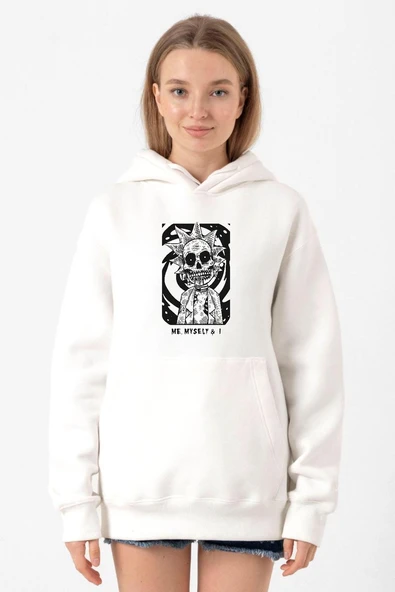 Rick Me Myself And I Rick Halloween Beyaz Kadın 3ip Kapşonlu Sweatshirt ürün görseli 1
