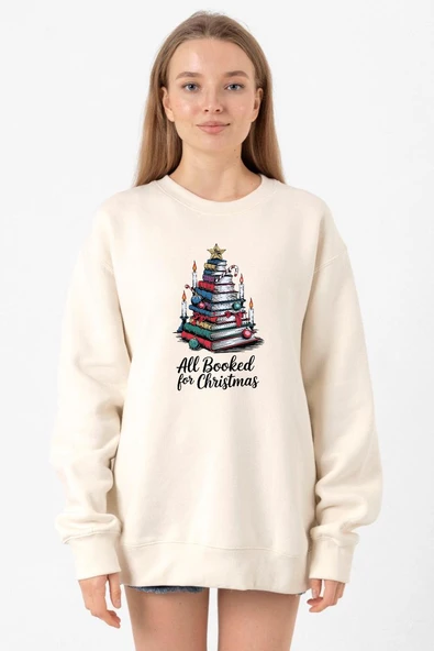 All Booked For Christmas Ekru Kadın 2ip Sweatshirt ürün görseli 1