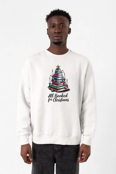 All Booked For Christmas Beyaz Erkek 2ip Sweatshirt ürün görseli 1