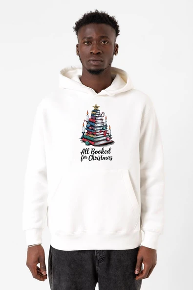 All Booked For Christmas Beyaz Erkek 3ip Kapşonlu Sweatshirt ürün görseli 1