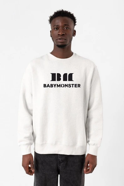 Babymonster Logo Beyaz Erkek 2ip Sweatshirt ürün görseli 1