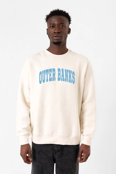Outer Banks Lettern Ekru Erkek 2ip Sweatshirt ürün görseli 1