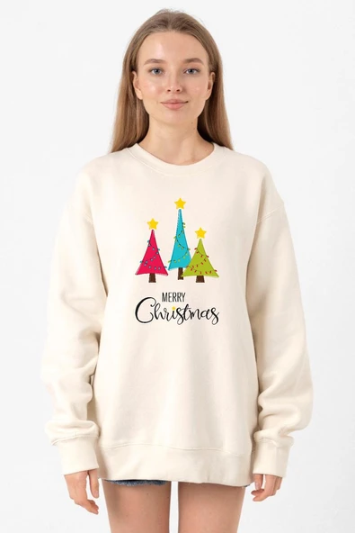 Merry Christmas Ekru Kadın 2ip Sweatshirt ürün görseli 1