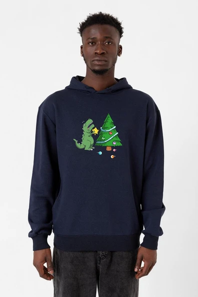 Dinosaur Christmas Tree Lacivert Erkek 3ip Kapşonlu ürün görseli 1