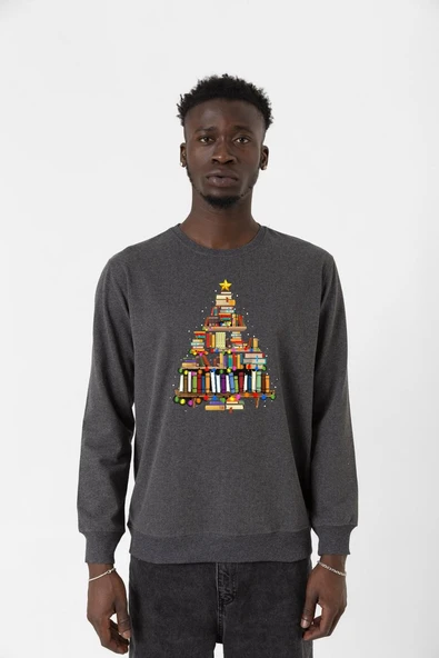Book Lovers Christmas Füme Erkek 2ip Sweatshirt ürün görseli 1