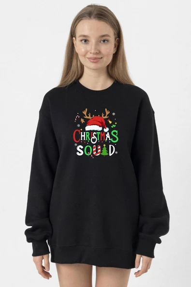 Christmas Squad Siyah Kadın 2ip Sweatshirt ürün görseli 1