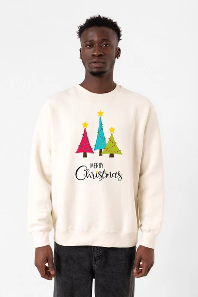 Merry Christmas Ekru Erkek 2ip Sweatshirt ürün görseli 1