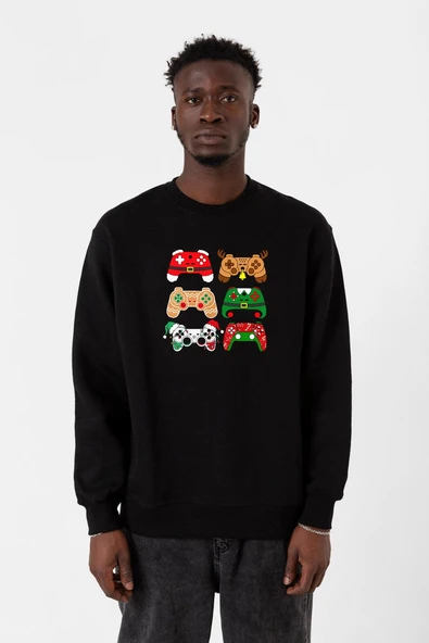 Video Game Controller Christmas Siyah Erkek 2ip Sweatshirt ürün görseli 1