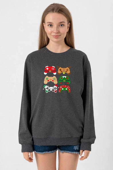 Video Game Controller Christmas Füme Kadın 2ip Sweatshirt ürün görseli 1