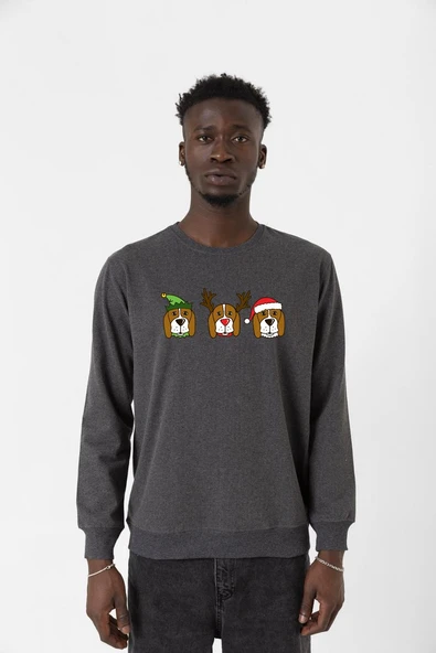 3 Wise Beagles Christmas Füme Erkek 2ip Sweatshirt ürün görseli 1