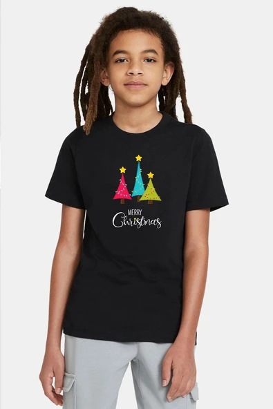 Merry Christmas Siyah Çocuk Tshirt ürün görseli 1