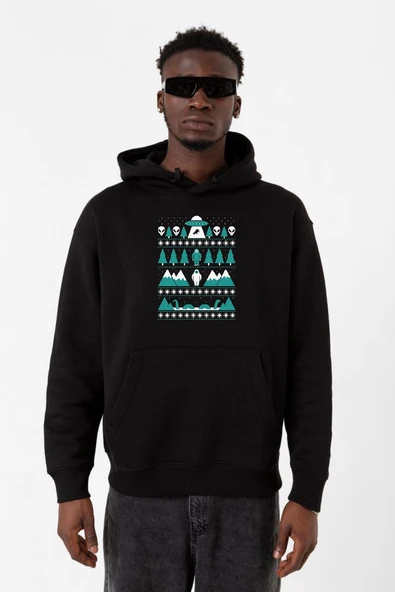 Paranormal Christmas Siyah Erkek 3ip Kapşonlu Sweatshirt ürün görseli 1